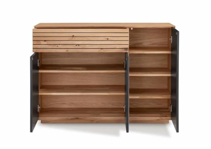 Kommoden|Gradel Sideboard Riva Eiche / Weißglas