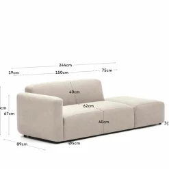 Sofas & Couches|Kave Home 2-Sitzer mit Anstellhocker Neom Beige