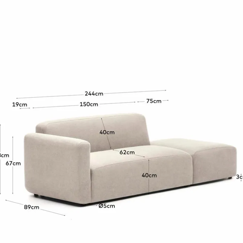 Sofas & Couches|Kave Home 2-Sitzer mit Anstellhocker Neom Beige