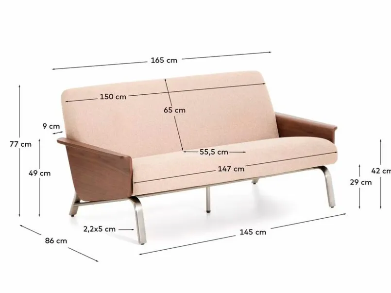 Sofas & Couches|Kave Home Sofa Amsen 2-Sitzer Hellbraun