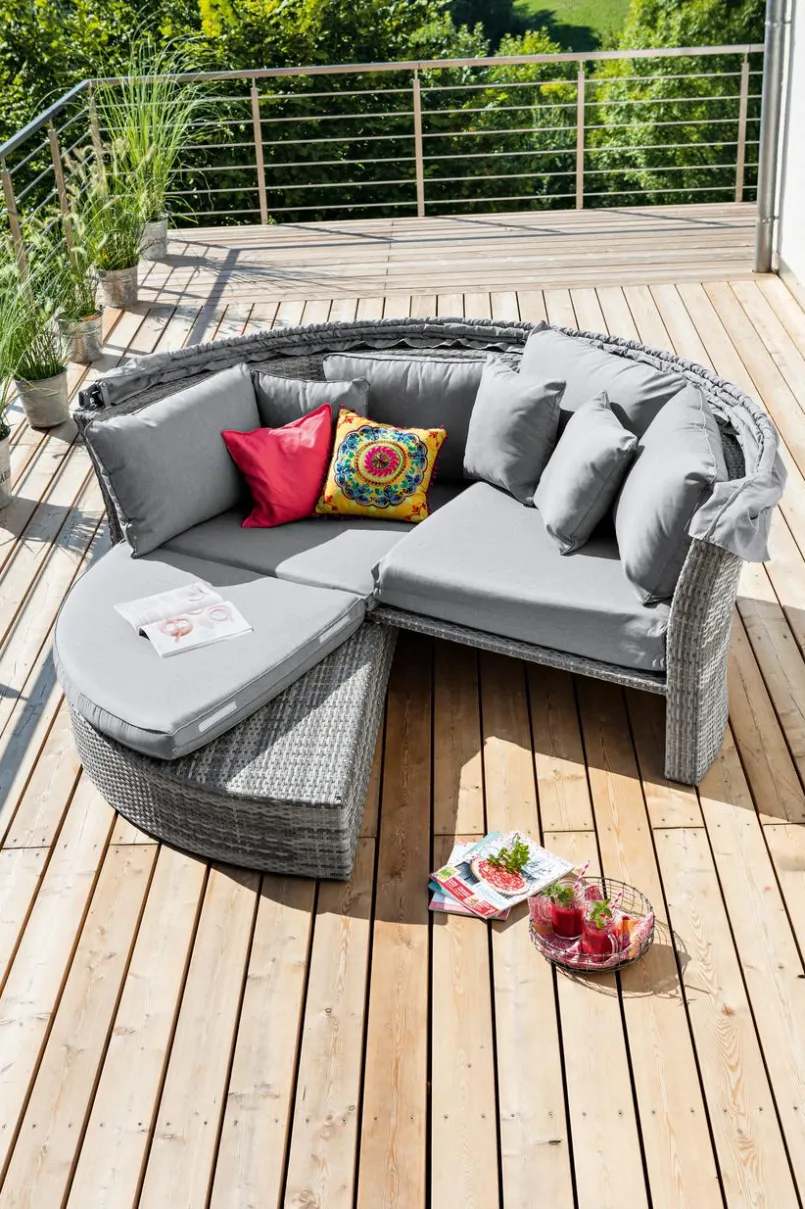 Loungeliegen|Sonneninseln| Sonneninsel Barbados, Polyrattan Grau