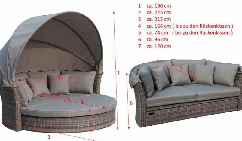 Loungeliegen|Sonneninseln| Sonneninsel Barbados, Polyrattan Grau