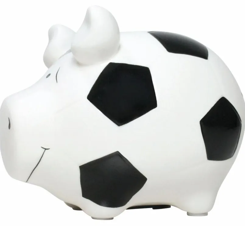 Dekodosen-Spardose Fußball 12,5 x 9 cm Weiß