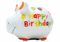 Dekodosen-Spardose Happy Birthday 12,5 x 9 cm Weiß