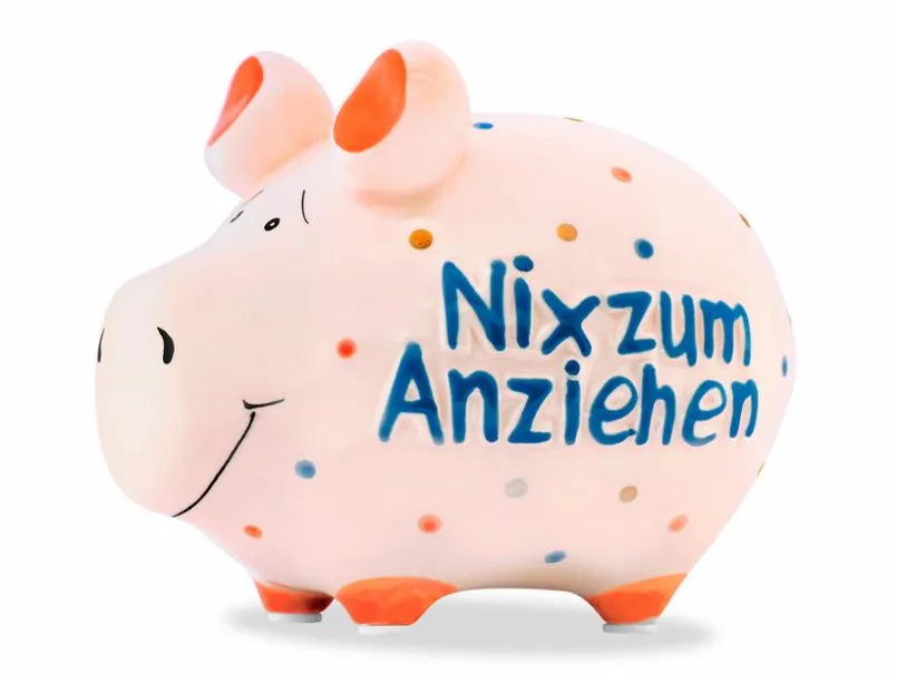 Dekodosen-Spardose Nix zum Anziehen 12,5 x 9 cm Weiß
