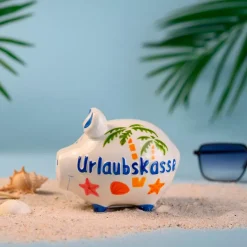 Dekodosen-Spardose Urlaubskasse 12 x 9 cm Weiß