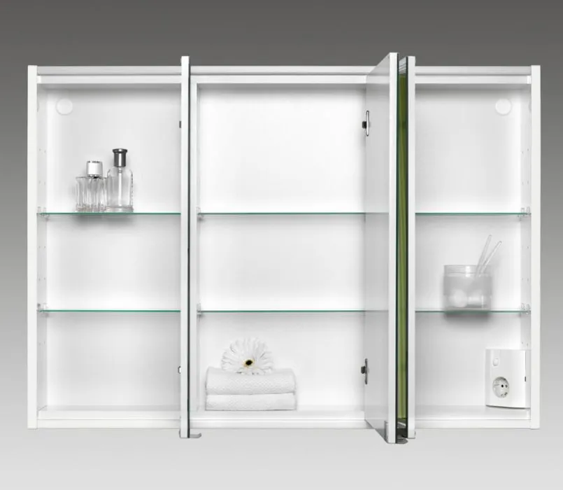Spiegelschränke-Spiegelschrank Batu 100 Weiß / Spiegel