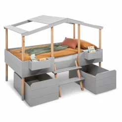 Kinderbetten|Kinderbetten-Spielbett Piloti 90 x 190/200 cm Grau