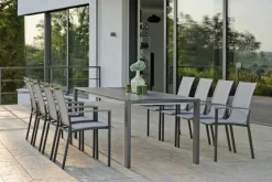 Balkonstühle|Gartenstühle|Stern Stapelstuhl Evoee, Textilen/Alu Silber