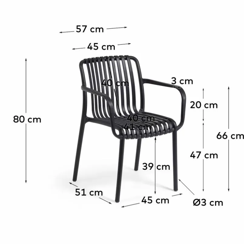 Balkonstühle|Gartenstühle|Kave Home Stuhl Isabelini Schwarz