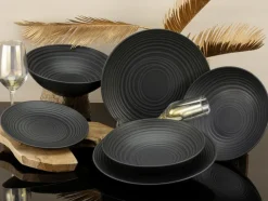 CreaTable Geschirr-Suppenteller Lava Stone Ø 22 cm Schwarz