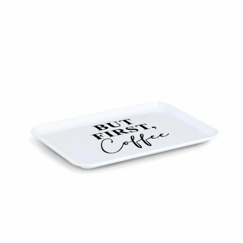 Tabletts|Tabletts-Tablett But First 30,5 x 22 cm Weiß