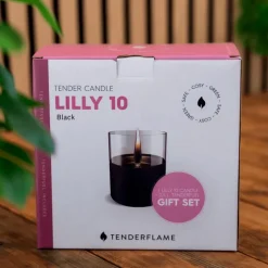 Tenderflame Feuerschalen-Tischfeuer Geschenkset Lilly 10 Schwarz