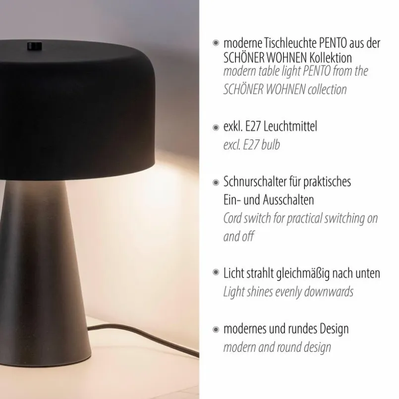 Tischlampen|SCHÖNER WOHNEN-Kollektion Tischleuchte Pento Schwarz