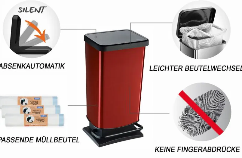 Rotho Entsorgen & Recyclen|Entsorgen & Recyclen-Treteimer Paso 40l Rot