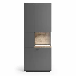set one by Musterring Vitrinen|Vitrinen-Vitrine Lancaster Grau / Eiche