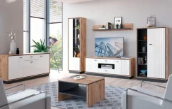 Vitrinen|Vitrinen|Wójcik Vitrine Mestre Eiche / Weiß
