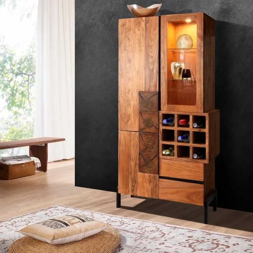 Vitrinen|Vitrinen|WOLFMÖBEL Vitrine Root 1507 Akazie