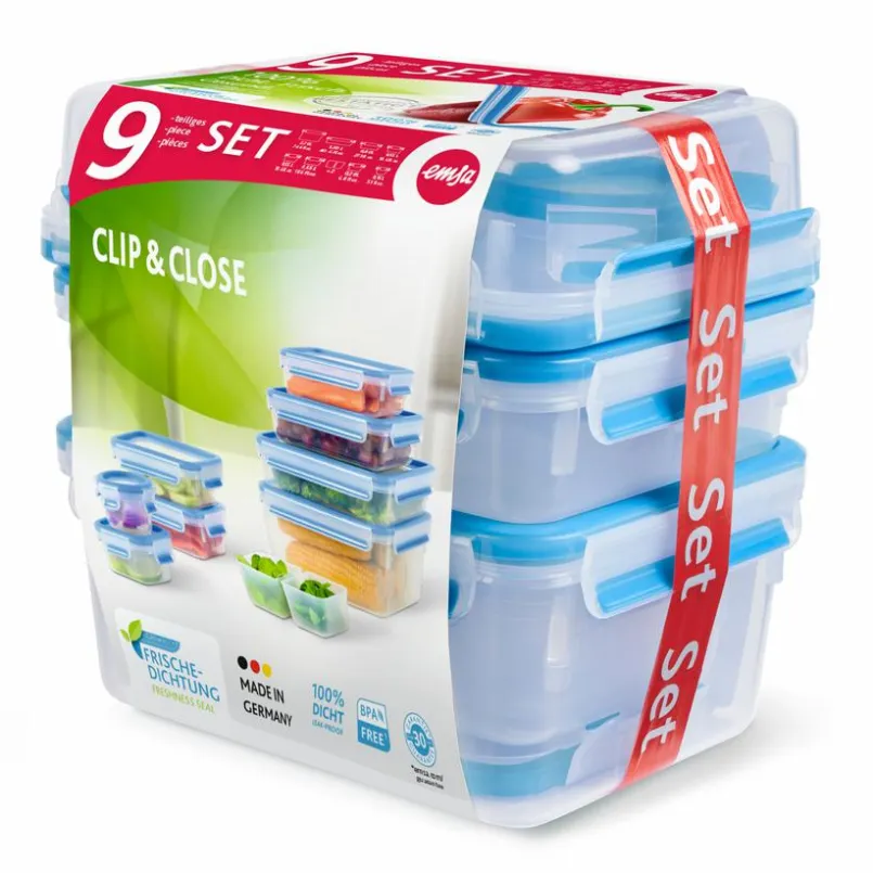 Vorratsdosen|Lunchboxes|emsa Vorratsdose Clip & Close 9tlg. Blau