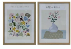 Bilder Mit Rahmen-Wandbild 32 x 42 cm Blumen und Vase 2tlg. Bunt