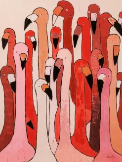 KARE DESIGN Bilder Ohne Rahmen|Bilder Nach Themen-Wandbild 120 x 90 cm Flamingo Meeting Rosa
