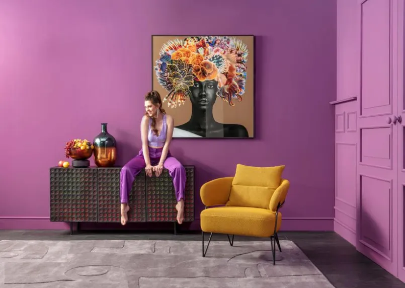 Bilder Mit Rahmen|Bilder Nach Themen|KARE DESIGN Wandbild 120 x 120 cm Flower Hair 55422 Bunt