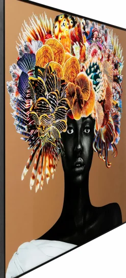 Bilder Mit Rahmen|Bilder Nach Themen|KARE DESIGN Wandbild 120 x 120 cm Flower Hair 55422 Bunt