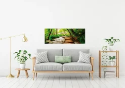 Wandbild 30 x 80 cm Footbridge in the forest<EUROART New