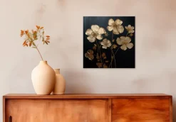 Bilder Ohne Rahmen|EUROART Wandbild 30 x 30 cm en Flowers I Gold