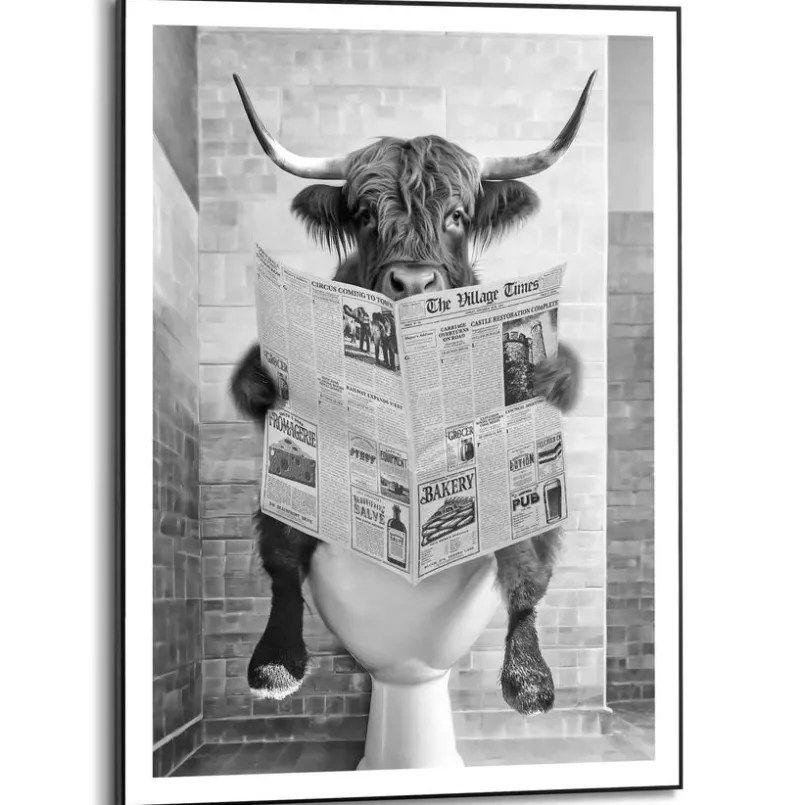 Reinders Bilder Mit Rahmen-Wandbild 50 x 70 cm Highlander Toilet Schwarz