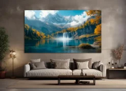 Bilder Ohne Rahmen|EUROART Wandbild 100 x 180 cm Impressive Waterfall I Blau