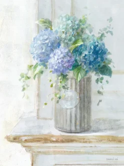 Bilder Ohne Rahmen|EUROART Wandbild 30 x 40 cm Morning Hydrangeas I Blau