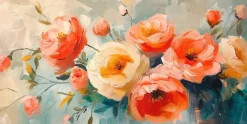EUROART Bilder Ohne Rahmen-Wandbild 20 x 40 cm Pastel Roses I Rosa