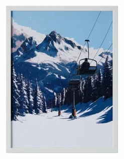 Dekorationsartikel|Bilder Mit Rahmen-Wandbild 32,1 x 32,1 cm Seilbahn Blau