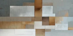 Bilder Ohne Rahmen|EUROART Wandbild 30 x 60 cm Silver Squares I Kupfer