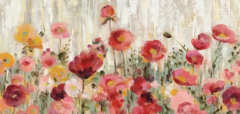 EUROART Bilder Ohne Rahmen-Wandbild 55 x 115 cm Sprinkled Flowers I Rot