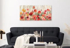 EUROART Bilder Ohne Rahmen-Wandbild 55 x 115 cm Sprinkled Flowers I Rot