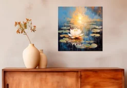 Bilder Ohne Rahmen|EUROART Wandbild 55 x 55 cm Water Lilies II Blau