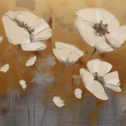 Bilder Ohne Rahmen|EUROART Wandbild 30 x 30 cm White Flowers On I Gold