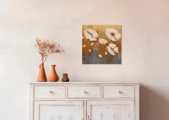 Bilder Ohne Rahmen|EUROART Wandbild 30 x 30 cm White Flowers On I Gold