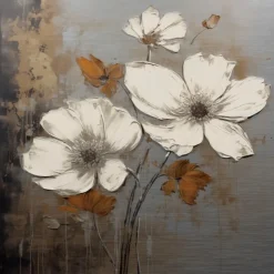 Bilder Ohne Rahmen|EUROART Wandbild 50 x 50 cm White Flowers On Silver IV Gold