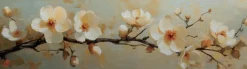 Bilder Ohne Rahmen|EUROART Wandbild 50 x 180 cm White Flowers On Silver VIII Gold