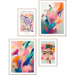 Bilder Mit Rahmen|Reinders Wandbild Floral Colourful 4tlg. Bunt