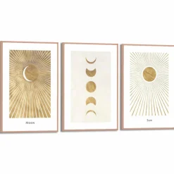 Reinders Bilder Mit Rahmen-Wandbild Planet Lights 3tlg. Gold