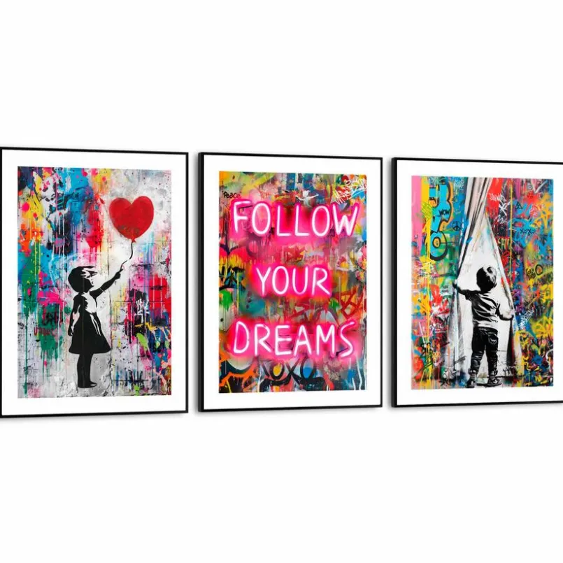 Bilder Mit Rahmen|Reinders Wandbild Streetart Colourful 3tlg. Bunt