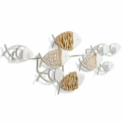 Wandobjekte-Wanddeko Fische 76 x 27 cm Weiß