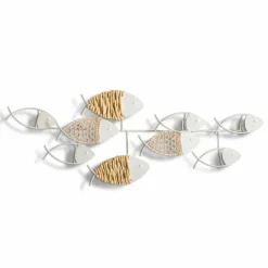 Wandobjekte-Wanddeko Fische 76 x 27 cm Weiß