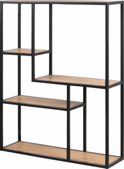 Regale|Regale|Actona Wandregal Seaford Schwarz / Eiche