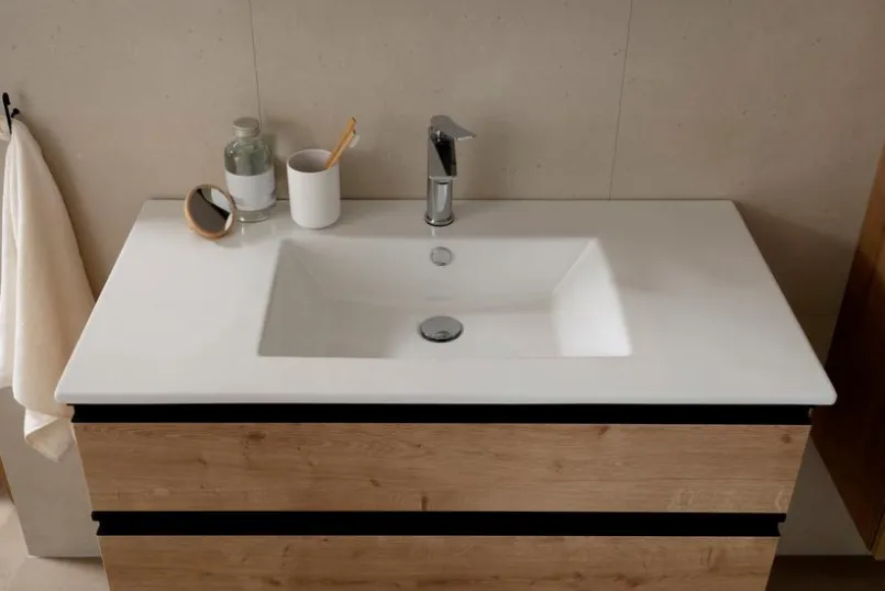 Waschbeckenunterschränke|SCHÖNER WOHNEN-Kollektion Waschtischkombination Stockholm Eiche