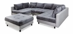 BOOOM Sofas & Couches-Wohnlandschaft mit Hocker Antonia Anthrazit